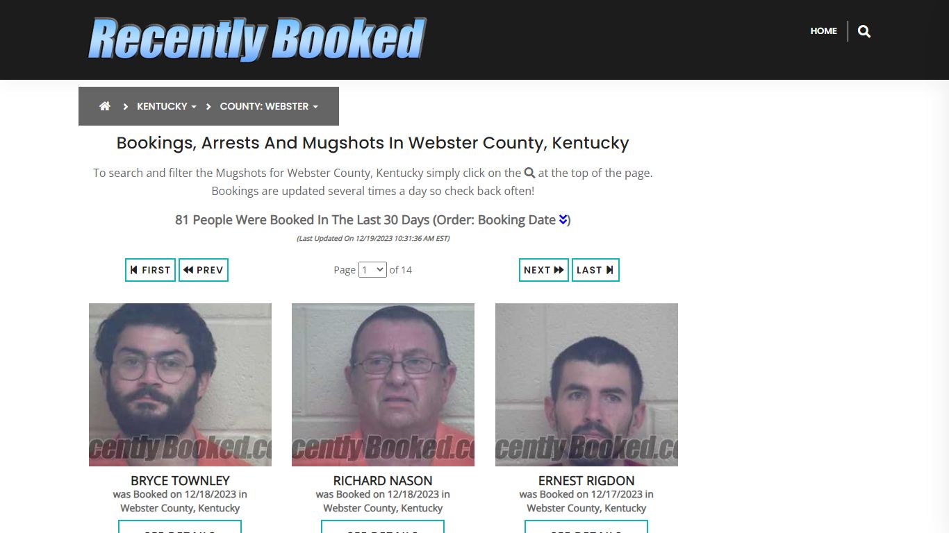 Bookings, Arrests and Mugshots in Webster County, Kentucky